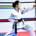 태권도 블로그 성공 사례 - **Prompt 1: Dynamic Taekwondo Blogger in Action**
A powerful and focused female Taekwondo practi...