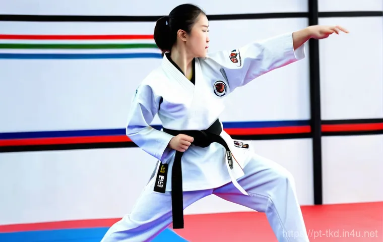 태권도 블로그 성공 사례 - **Prompt 1: Dynamic Taekwondo Blogger in Action**
A powerful and focused female Taekwondo practi...
