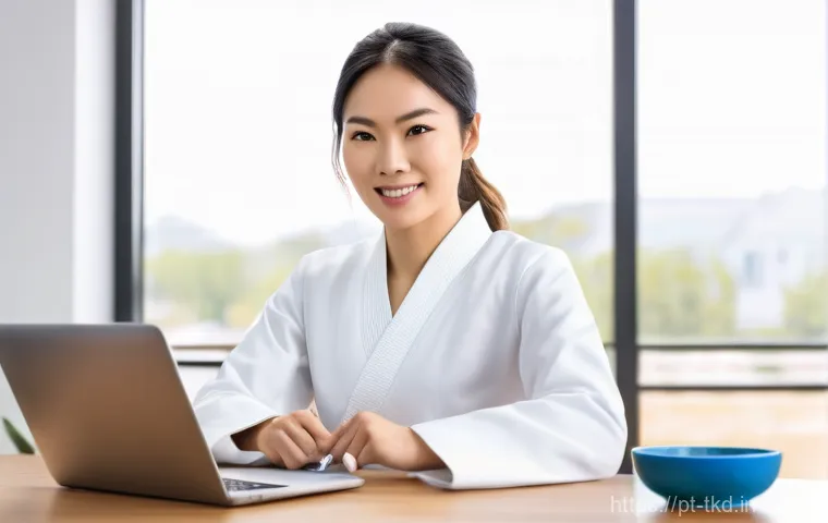 태권도 블로그 성공 사례 - **Prompt 2: Virtual Taekwondo Community Connection**
    A diverse and happy group of individuals of...